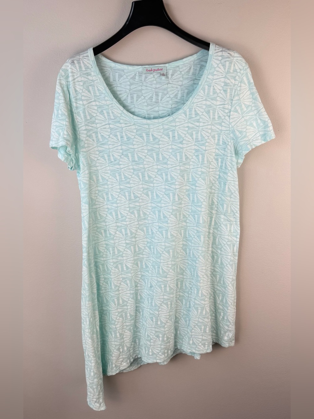 Fresh Produce Teal Tunic Dress Cover-up Asymmetrical Hem Tidepool Geo Sasha Sz L